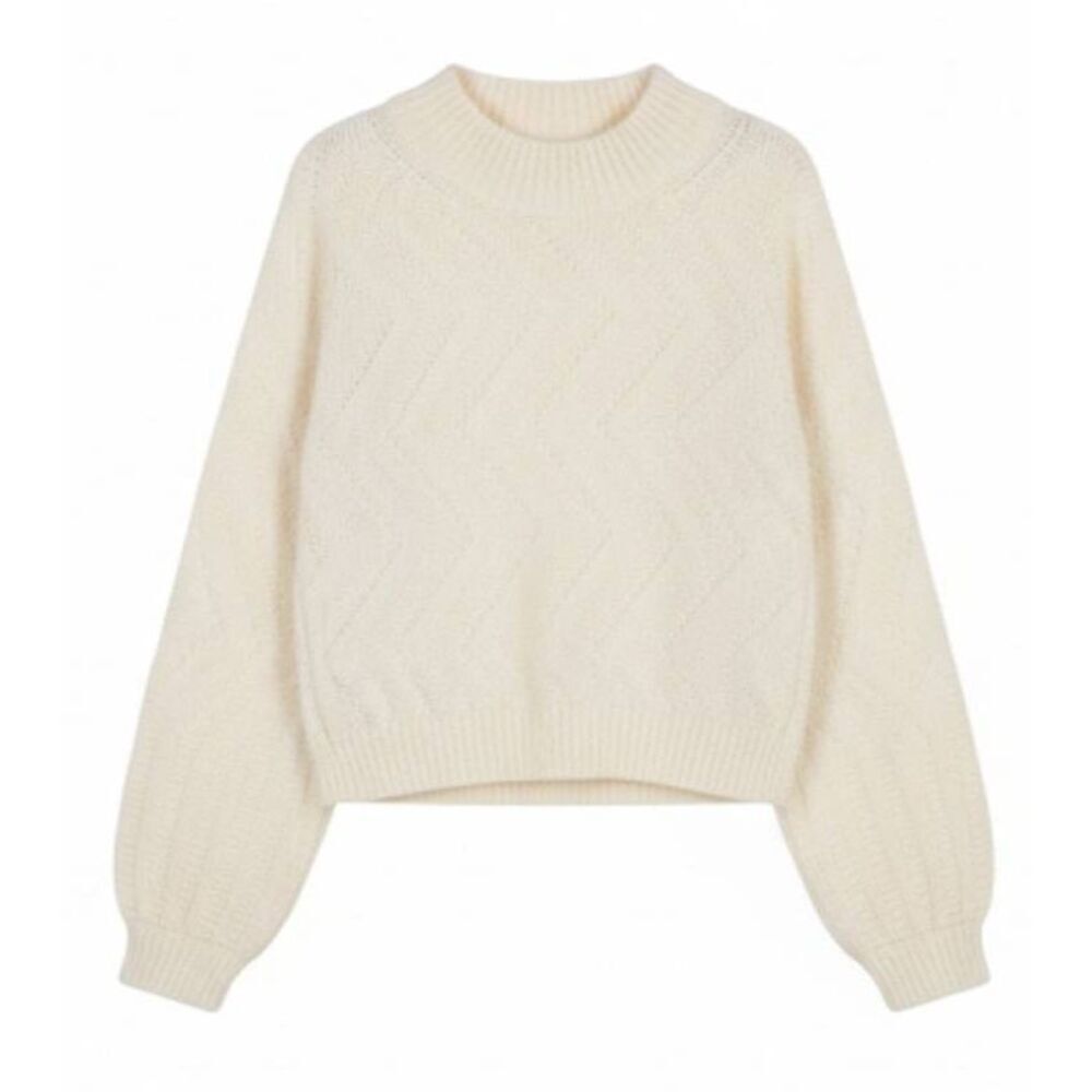 Club Monaco womens small cream sweater alpaca‎ mockneck soft ivory Italian yarn